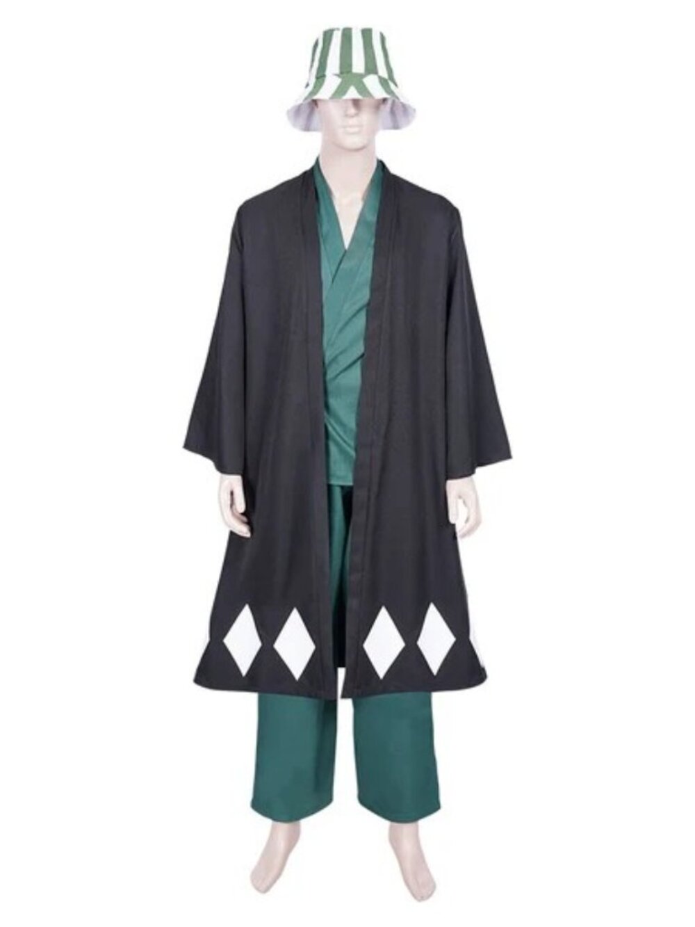 Bleach Kisuke Urahara Cosplay Costume Set + Wig Complete Bundle